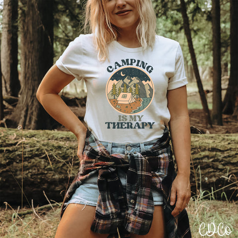 Neutral Camping is My Therapy Round DTF