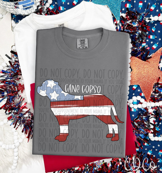Patriotic Dog White Text 2 of 7 DTF
