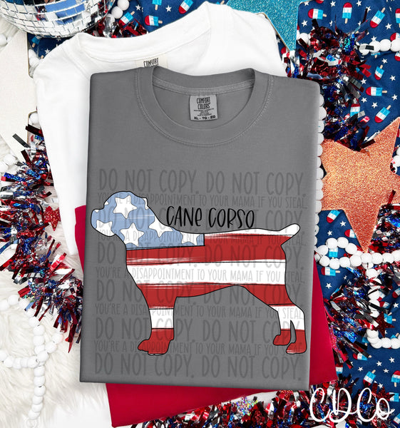 Patriotic Dog Black Text 2 of 7 DTF