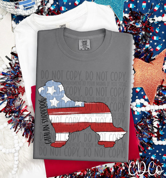 Patriotic Dog Black Text 2 of 7 DTF