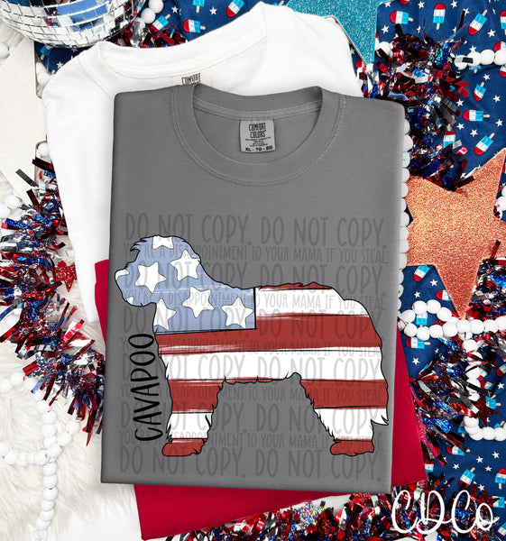 Patriotic Dog Black Text 2 of 7 DTF