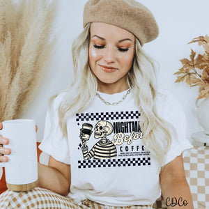 Checkered Skellie Nightmare Before Coffee DTF