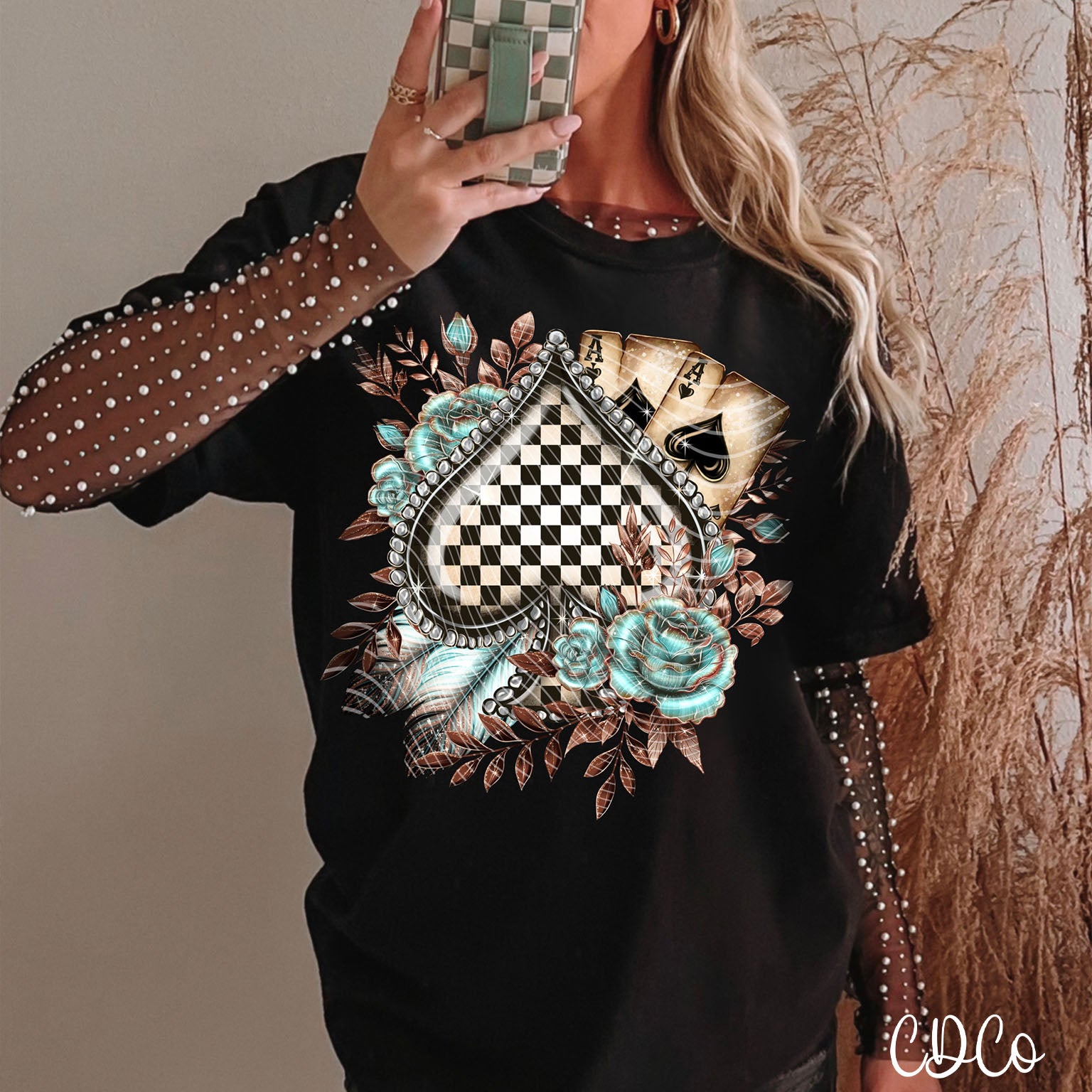 Checker Spades Black White 3504 DTF