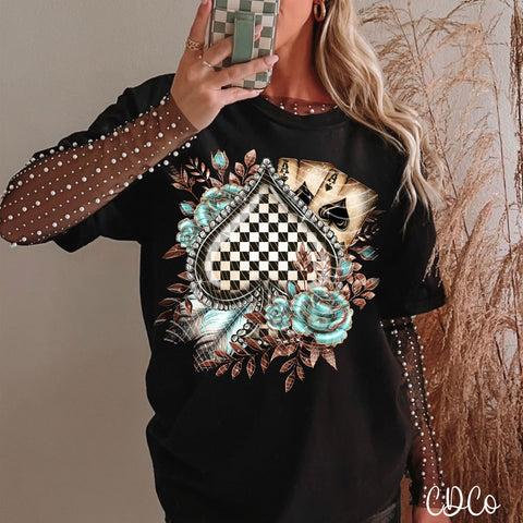 Checker Spades Black White 3504 DTF