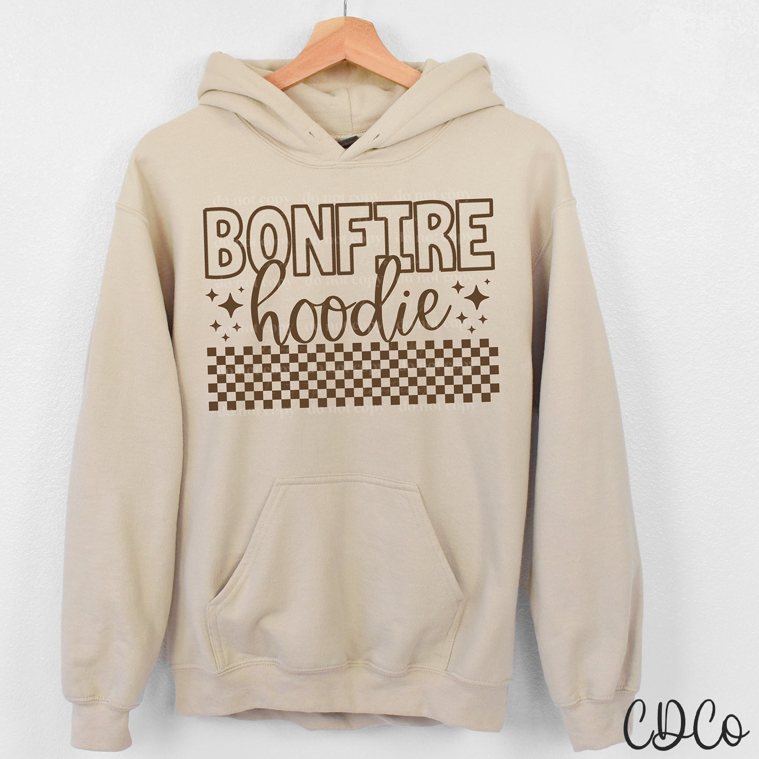 Checkered Bonfire Hoodie Brown DTF