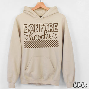 Checkered Bonfire Hoodie Brown DTF