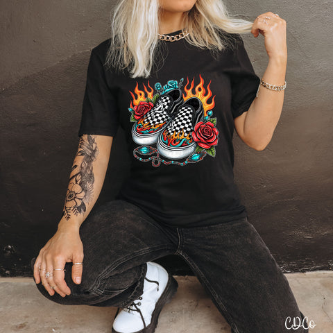 Sneaker Checkered Turquoise Vibes DTF