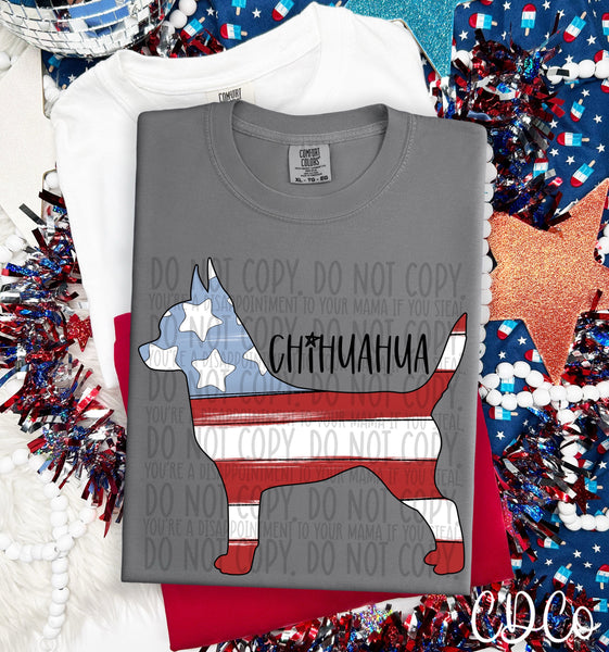 Patriotic Dog Black Text 3 of 7 DTF