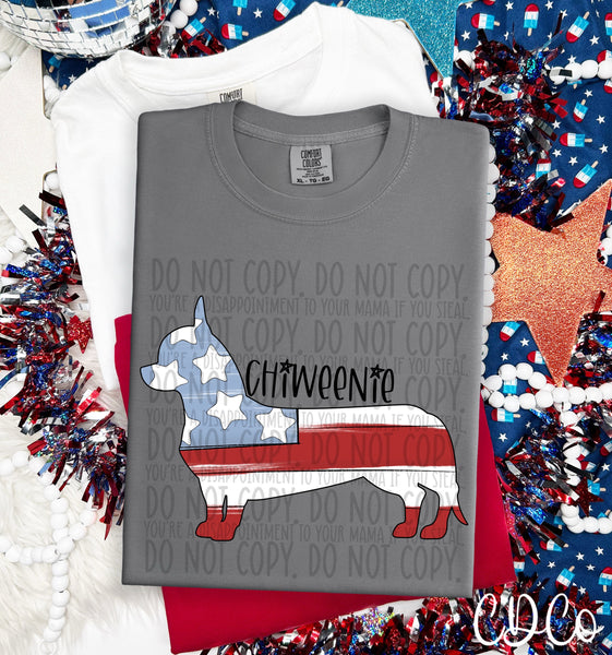 Patriotic Dog Black Text 3 of 7 DTF