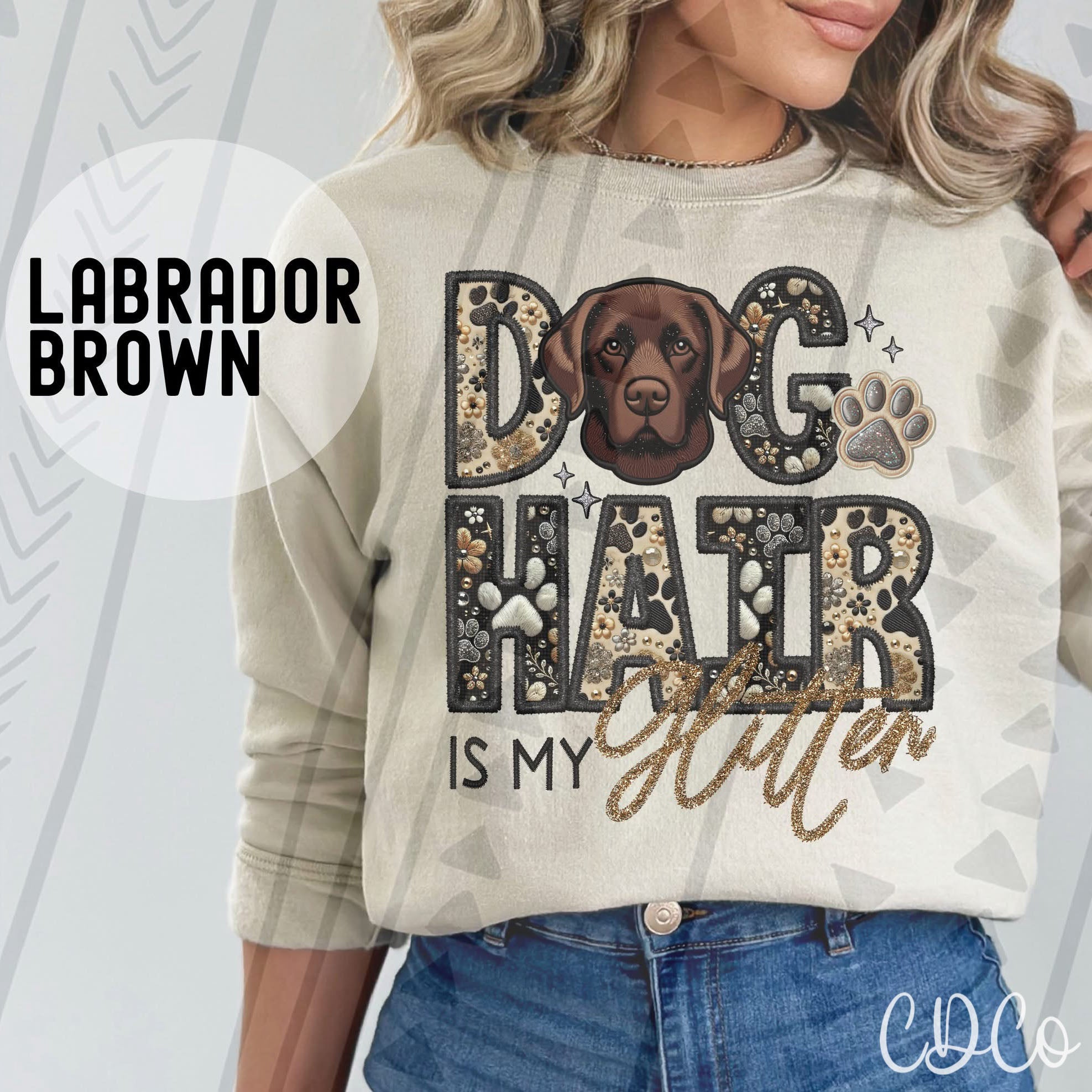 Dog Hair Is My Glitter Faux Embroidery DTF 1 of 2
