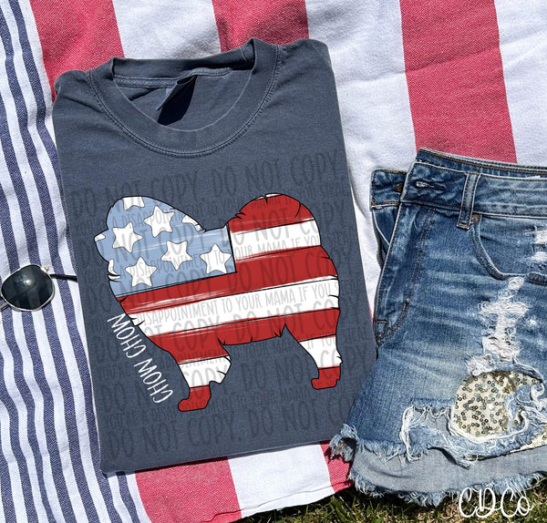 Patriotic Dog White Text 3 of 7 DTF