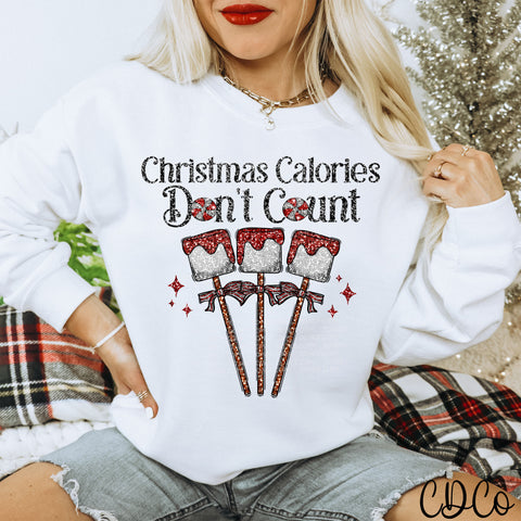 Sparkle Christmas Calories Don't Count Peppermint Pops DTF