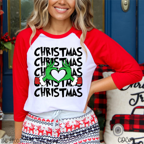 Christmas Stacked Green Heart DTF - Chase Design Co.