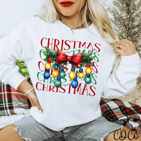 Christmas Wave Stacked Lights DTF