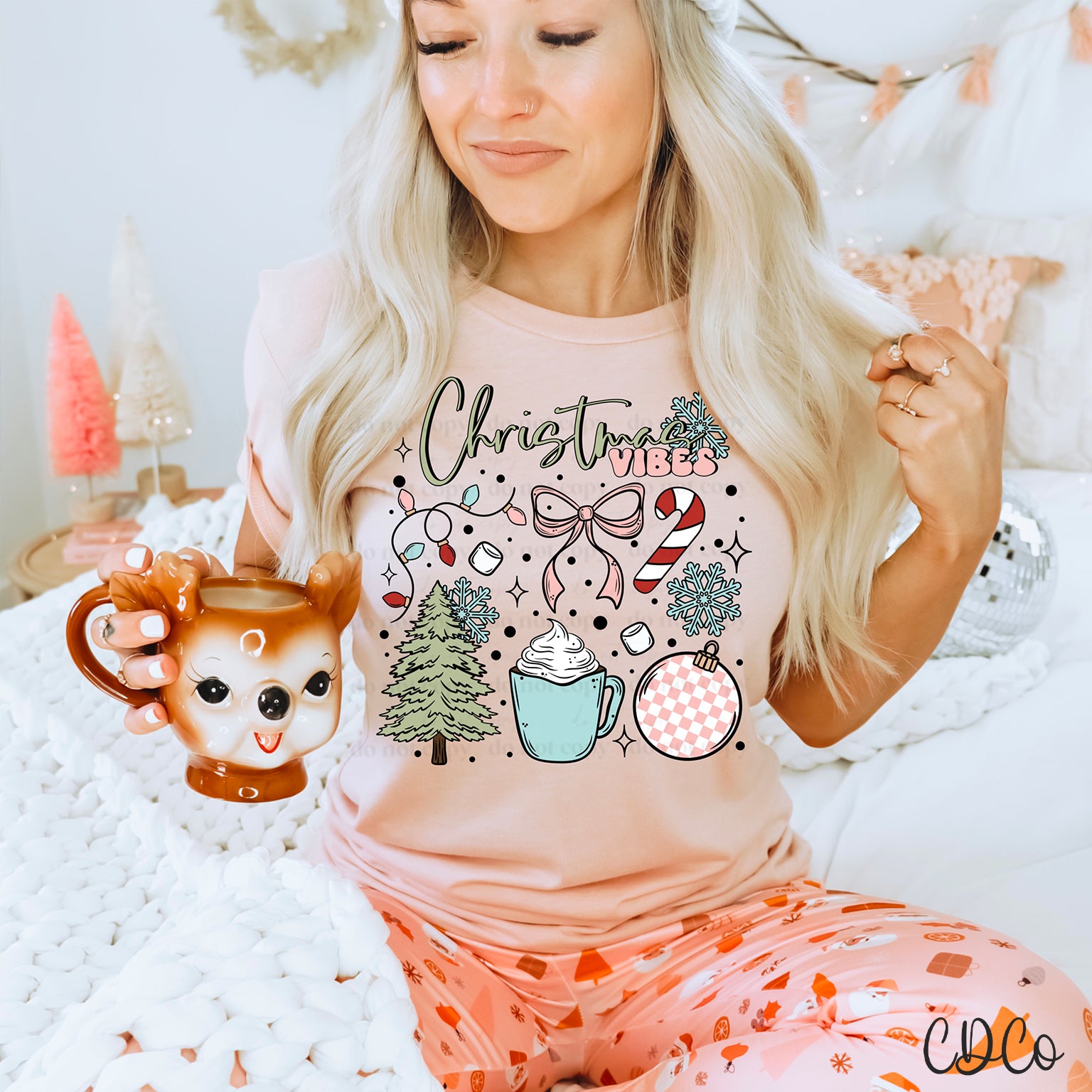 Christmas Vibes Tree Cocoa Ornament Collection DTF