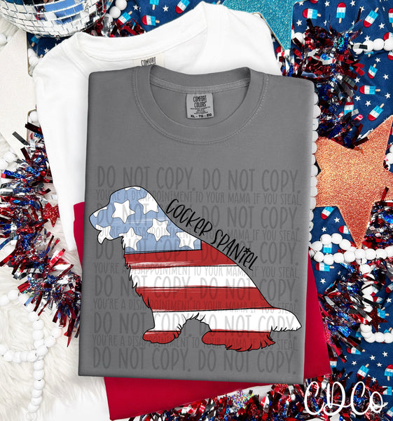 Patriotic Dog Black Text 3 of 7 DTF