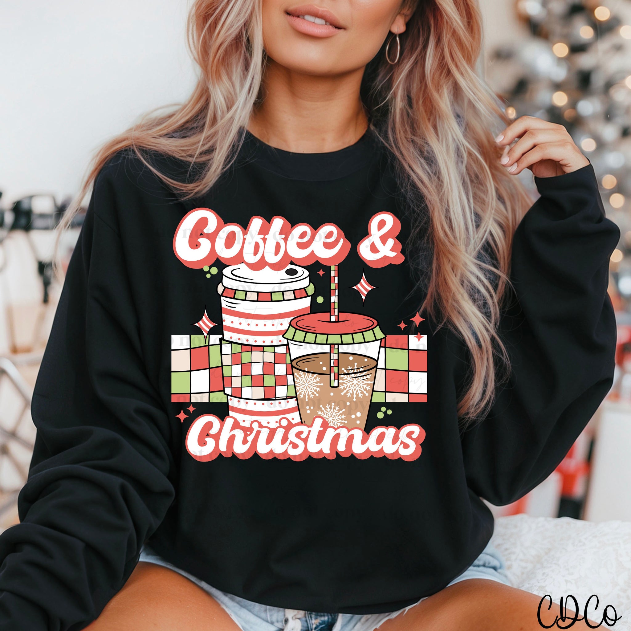 Coffee & Christmas Check DTF