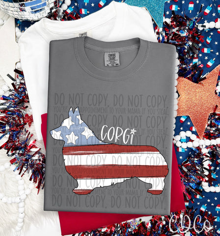 Patriotic Dog White Text 3 of 7 DTF
