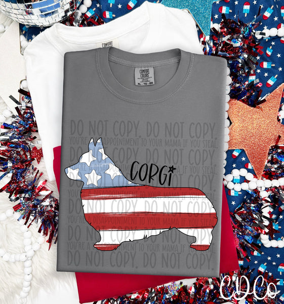 Patriotic Dog Black Text 3 of 7 DTF
