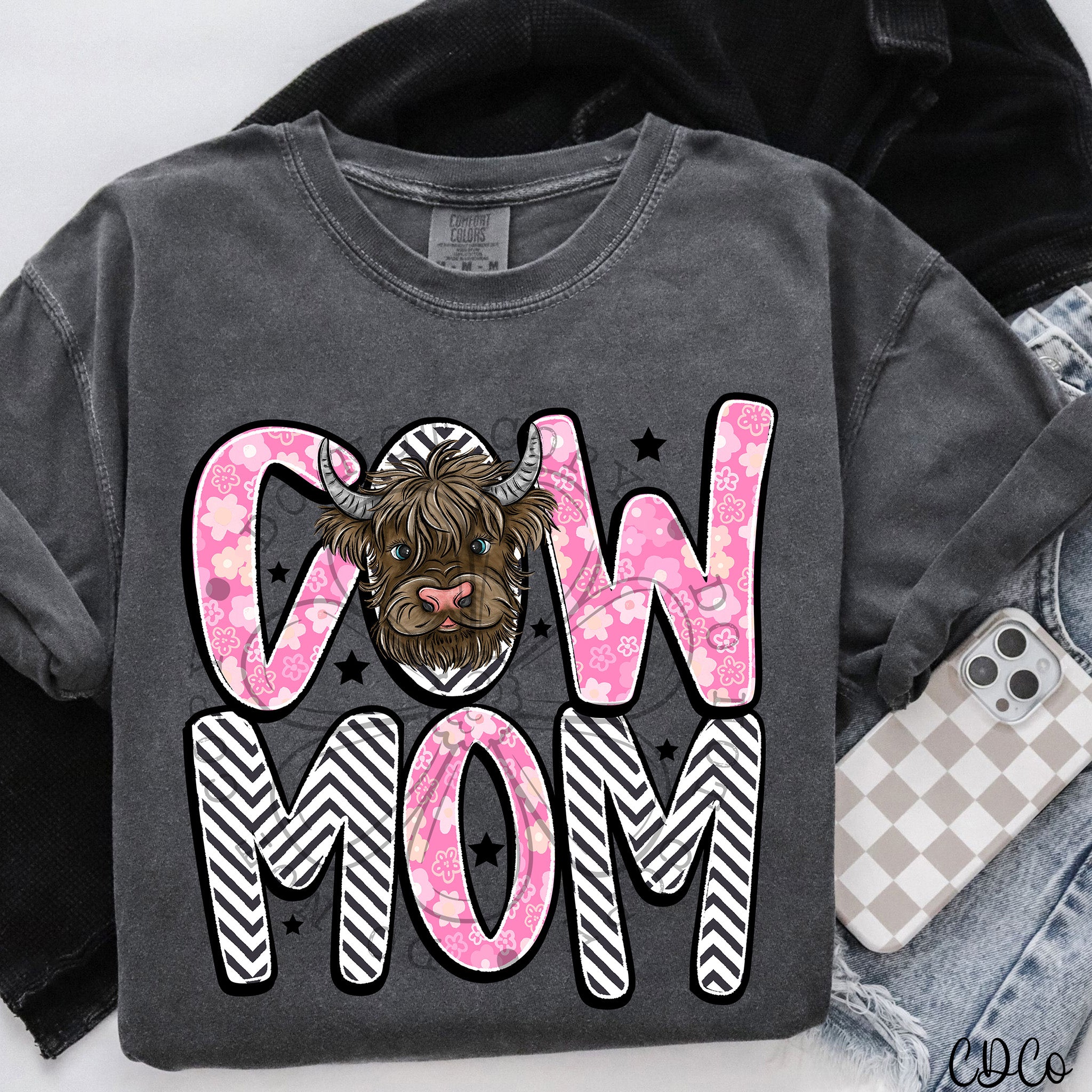 Cow Mom Highland Pink 5145 DTF