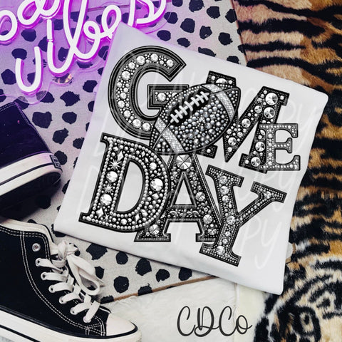 Faux Bling Game Day Football DTF