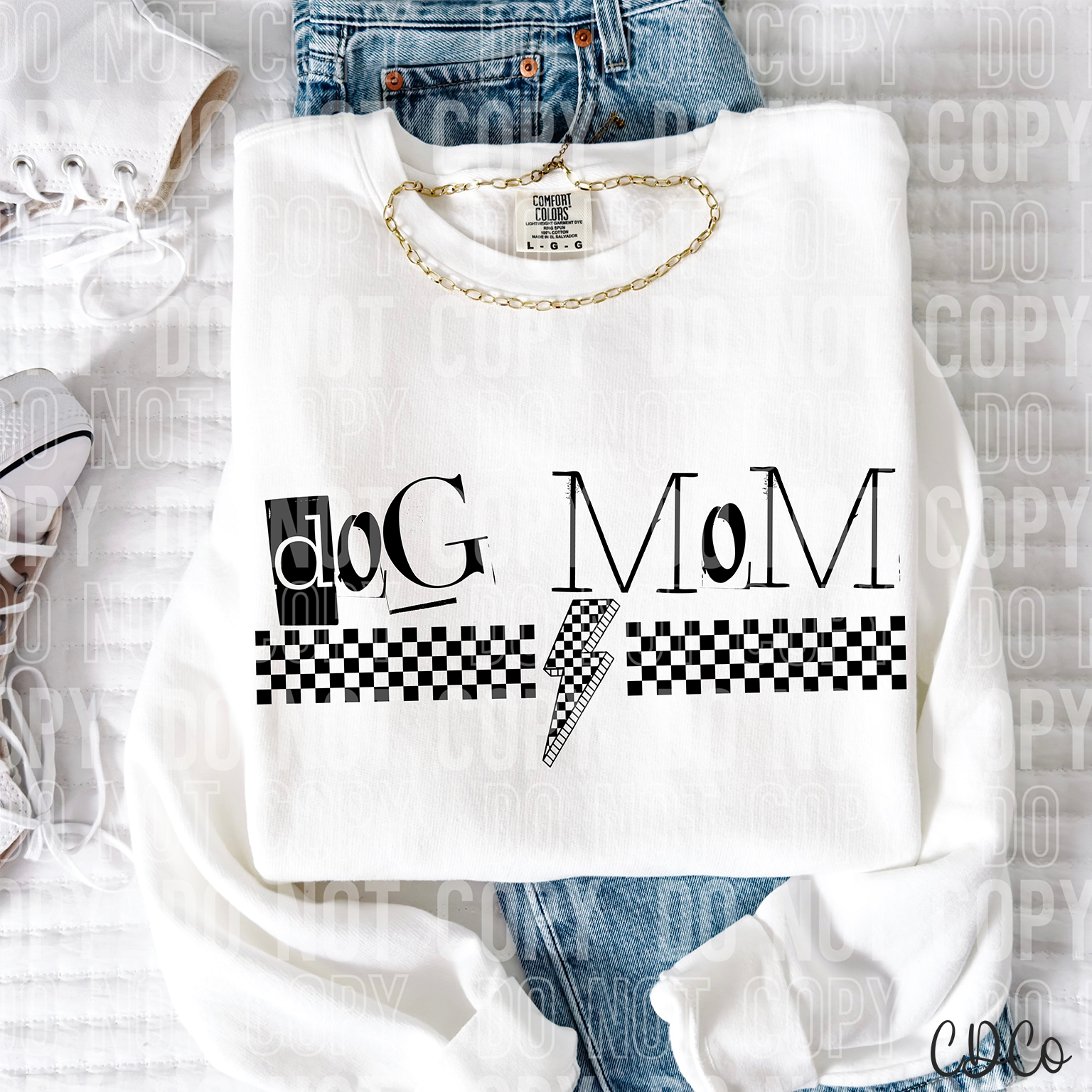 Dog Mom Checkered Bolt 6034 DTF