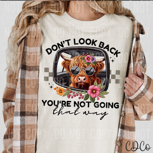 Cow Mirror Don't Look Back You're Not Going That Way DTF