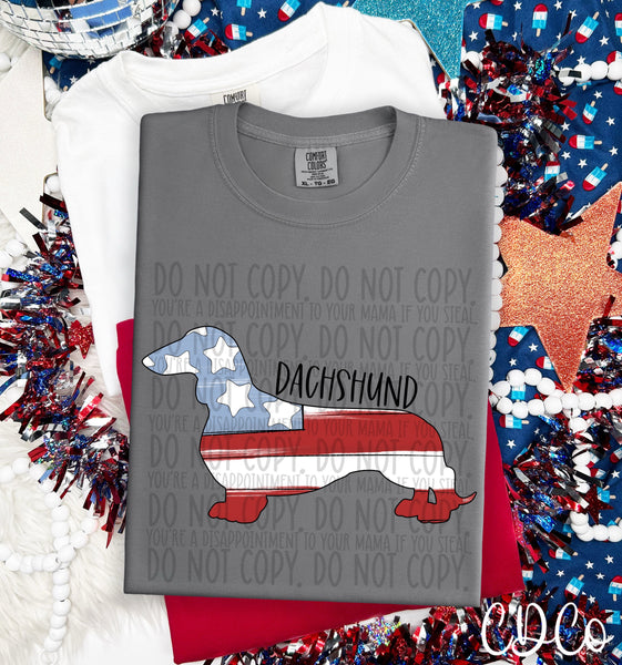Patriotic Dog Black Text 3 of 7 DTF