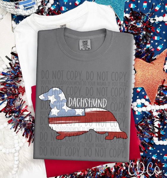 Patriotic Dog White Text 3 of 7 DTF