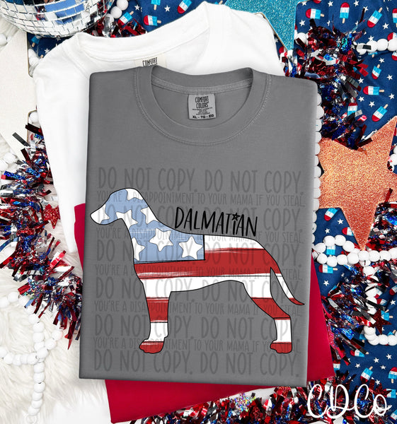 Patriotic Dog Black Text 3 of 7 DTF