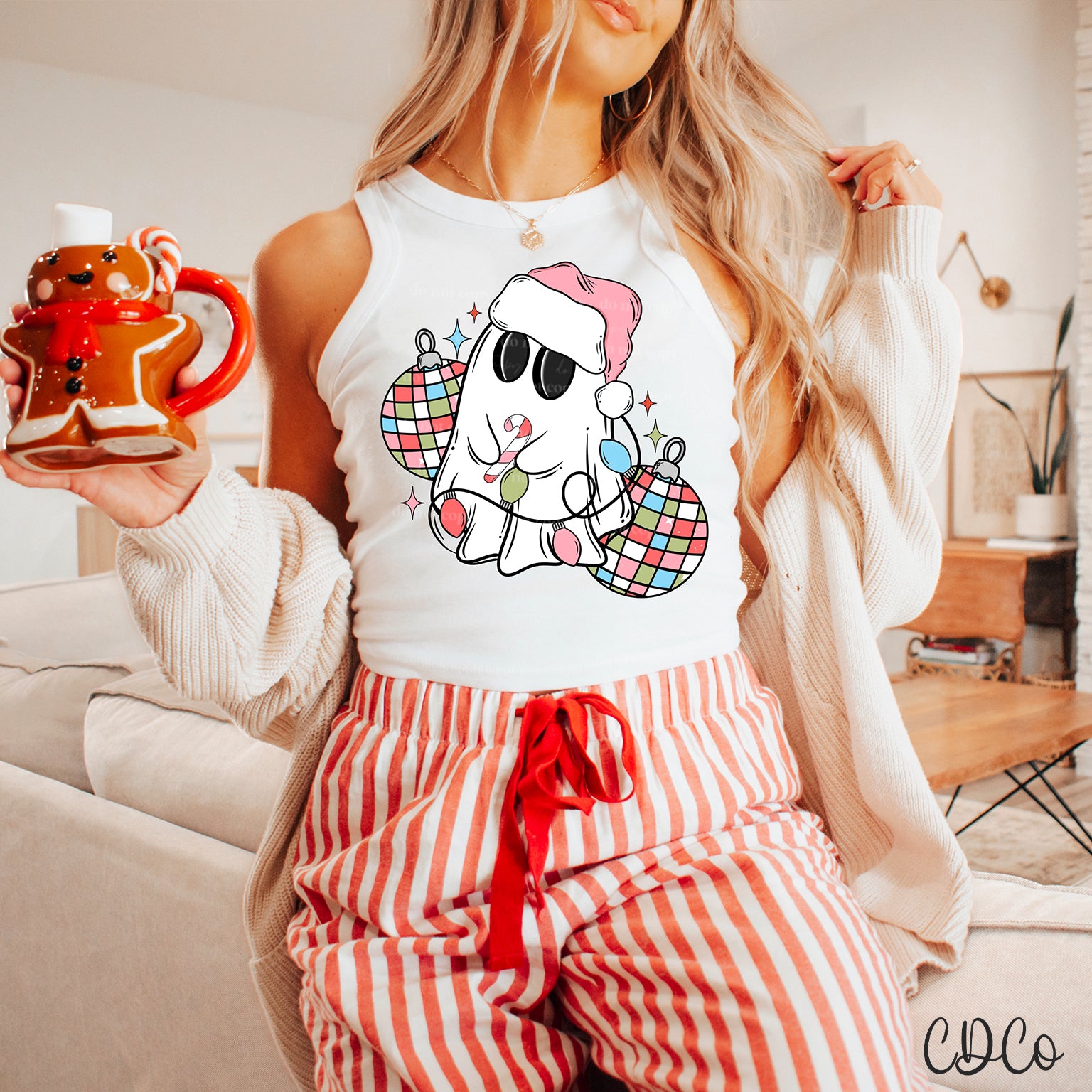 Disco Christmas Light Ghostie DTF