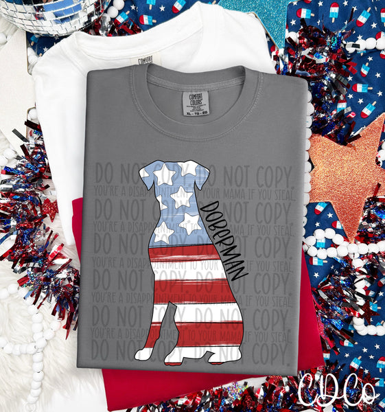 Patriotic Dog Black Text 3 of 7 DTF