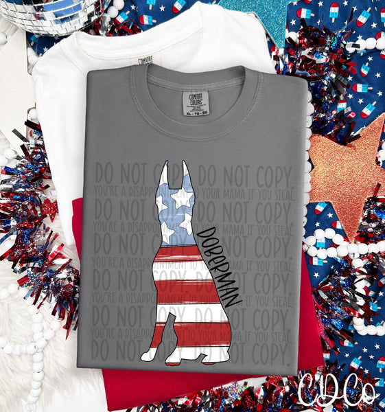 Patriotic Dog Black Text 3 of 7 DTF
