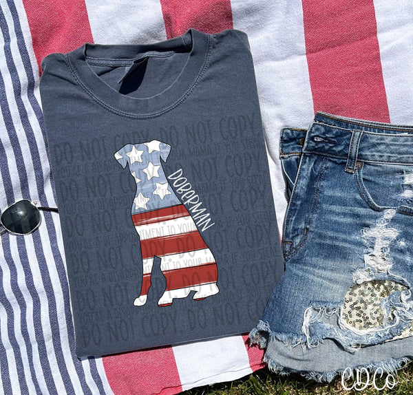 Patriotic Dog White Text 3 of 7 DTF