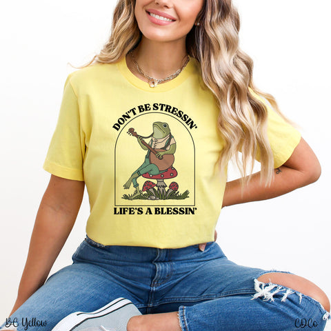 Don't Be Stressin' Frog DTF
