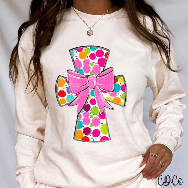 Dotted Cross w/Bow 2696 DTF