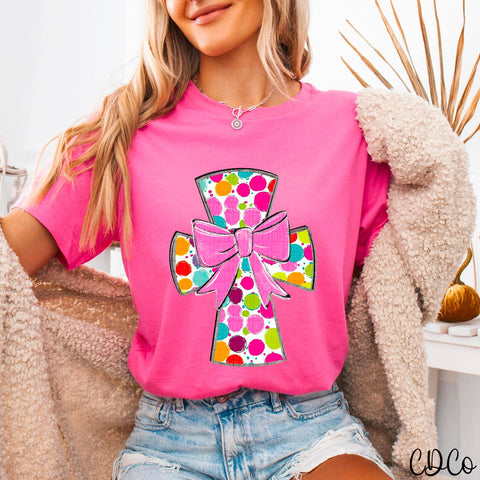 Dotted Cross w/Bow 2696 DTF
