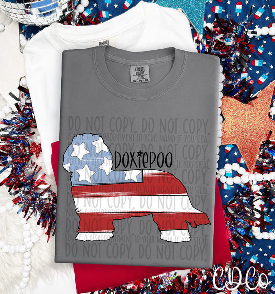 Patriotic Dog Black Text 3 of 7 DTF