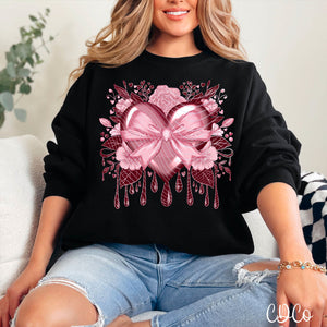 Drip Glitter Floral Heart 3506 DTF