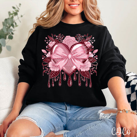 Drip Glitter Floral Heart 3506 DTF