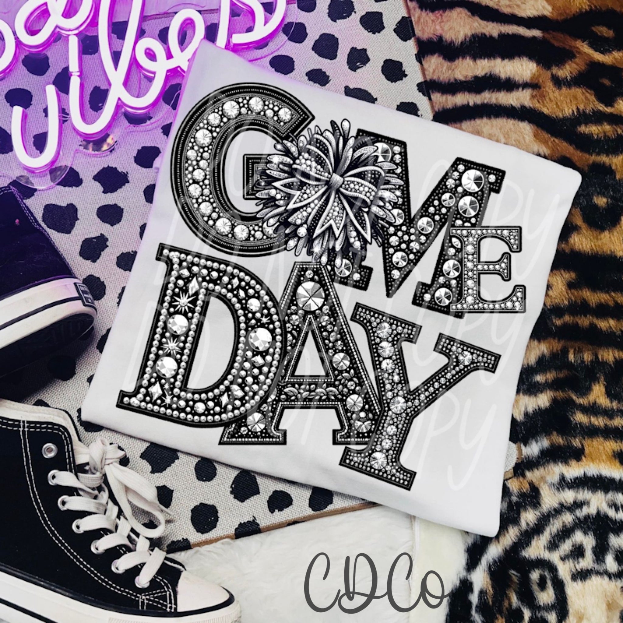 Faux Bling Game Day Cheer Pom DTF
