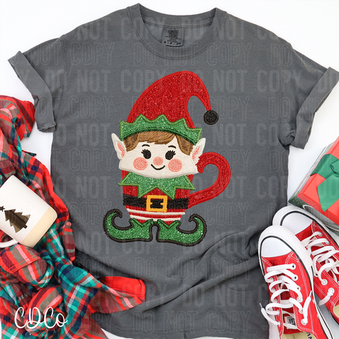 Elf Coffee Faux Embroidery 6752 DTF