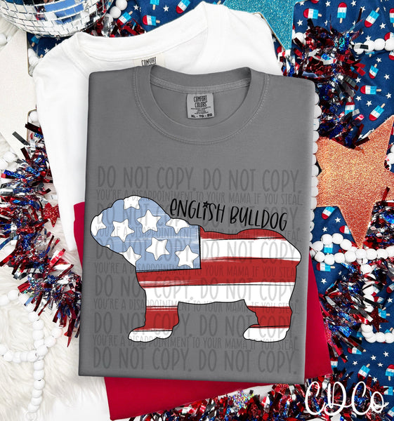 Patriotic Dog Black Text 3 of 7 DTF