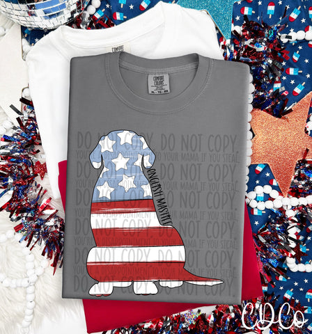 Patriotic Dog Black Text 4 of 7 DTF