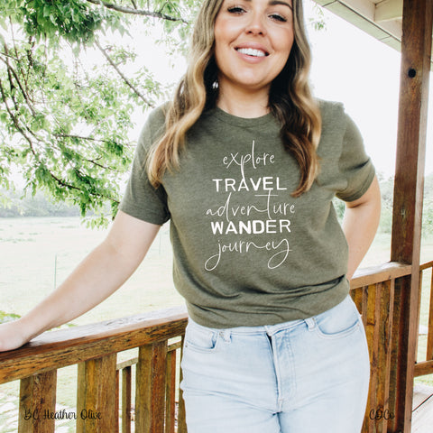 Explore Travel Adventure Wander Journey - White DTF
