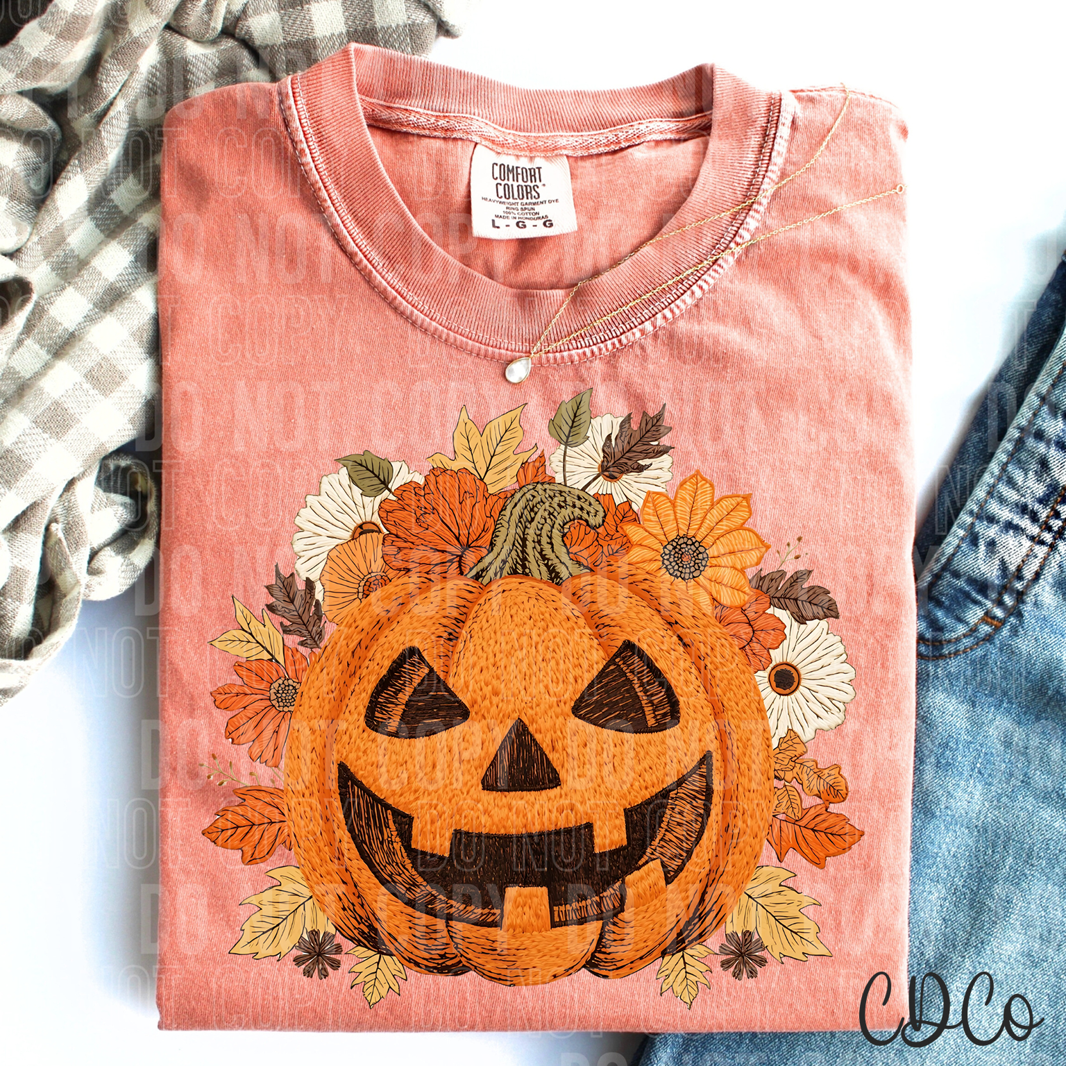 Jack o Lantern Faux Embroidery Floral 6754 DTF