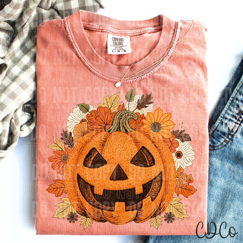Jack o Lantern Faux Embroidery Floral 6754 DTF