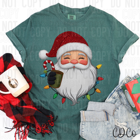 Santa Coffee Faux Embroidery 6755 DTF