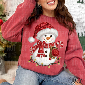 Snowman Coffee Sequin Faux Embroidery 6756 DTF