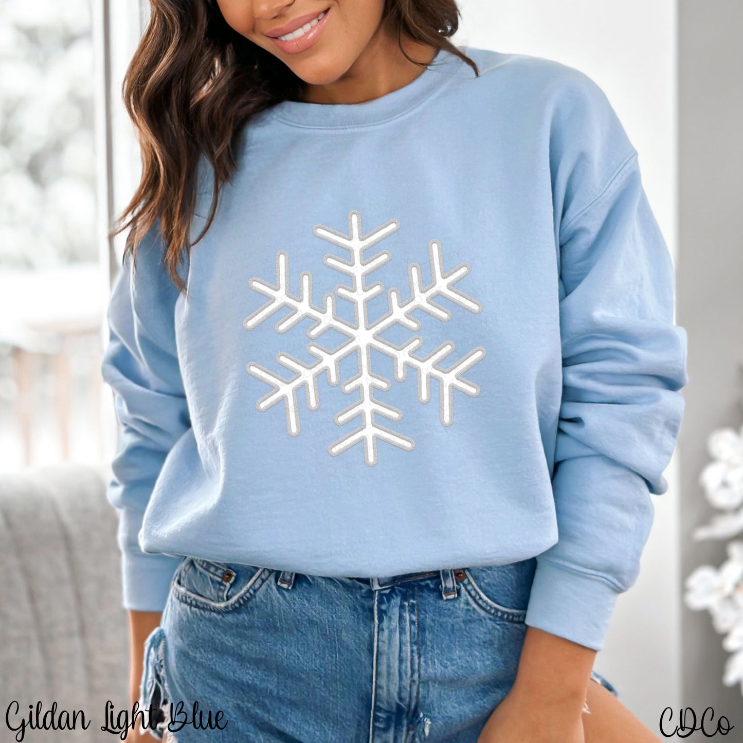 Snowflake Faux Embroidery DTF